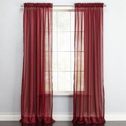 BH Studio Sheer Voile Rod-Pocket Panel Pair by BH Studio in Burgundy (Size 120"W 108"L) Window Curtains