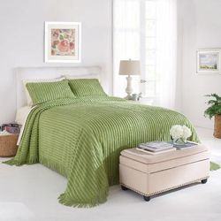 Chenille 100% Cotton Bedspread by BrylaneHome in Sage (Size TWIN)