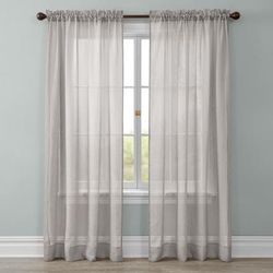 Wide Width BH Studio Crushed Voile Rod-Pocket Panel by BH Studio in Silver (Size 51" W 63" L) Window Curtain