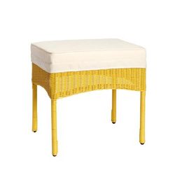 Roma All-Weather Resin Wicker Ottoman by BrylaneHome in Lemon Wicker Ottoman w/ free cushion