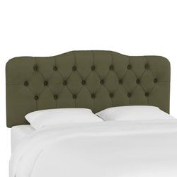 Velvet Tufted Headboard by Skyline Furniture in Velvet Loden (Size KING)