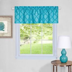 Wide Width Colby Window Curtain Valance 58" x 14" by Achim Home Décor in Turquoise (Size 58" W 14" L)