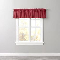 Poly Cotton Canvas Rod-Pocket Valance by BrylaneHome in Burgundy Solid Window Curtain