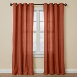 Wide Width Poly Cotton Canvas Grommet Panel by BrylaneHome in Terracotta (Size 48" W 45" L) Window Curtain Drape