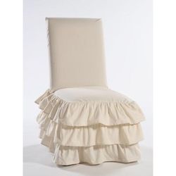 3-Tier Ruffled Dining Chair Slipcover by Classic Slipcovers in Khaki (Size DINING CHR)