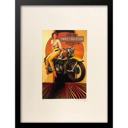 Vintage Harley Davidson Motorcyles 14x18 Framed Print by Venice Beach Collections Inc in Orange Multi