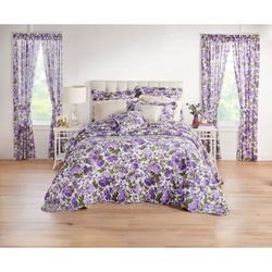 100% Cotton Florence Oversized Bedspread by BrylaneHome in Plum Floral (Size KING)
