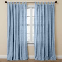 Wide Width Poly Cotton Canvas Tab-Top Panel by BrylaneHome in Carolina Blue (Size 48" W 84" L) Window Curtain