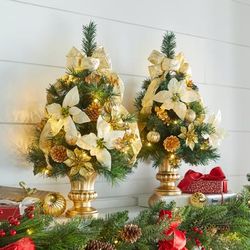 24"H Tabletop Christmas Tree by BrylaneHome in Gold