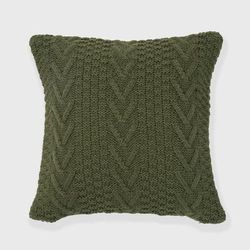 Chunkey Sweater Knit Pillow by Evergrace Home in Moss Green (Size 20" X 20")