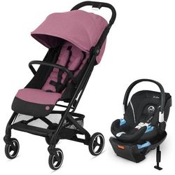 Cybex Beezy Compact Stroller + Aton 2 SensorSafe Travel System Bundle - Magnolia Pink / Lavastone Bl