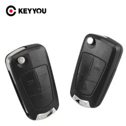 KEYYOU 2 boutons rabat télécommande pliante voiture clé couverture Fob coque style étui pour Vauxhall Opel Corsa Astra Vectra Signum