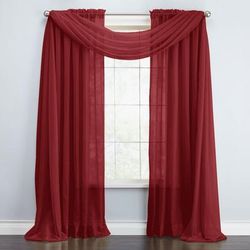 Wide Width BH Studio Sheer Voile Scarf Valance by BH Studio in Burgundy (Size 40" W 144"L) Window Curtain