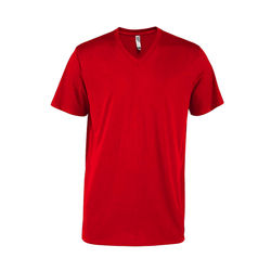 Platinum P602C Adult CVC Short Sleeve V-Neck Top in Red size Small | Ringspun Cotton