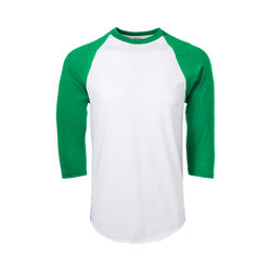 Soffe M209 Adult Classic Baseball Jersey T-Shirt in White/Kelly size XL | Cotton Polyester