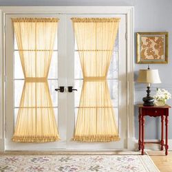 Wide Width BH Studio Sheer Voile Door Panel With Tiebacks by BH Studio in Daffodil (Size 60" W 72" L) Window Curtain