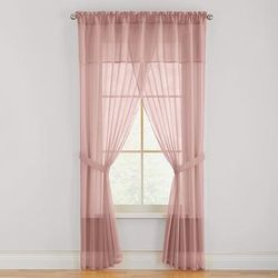 Wide Width BH Studio Sheer Voile 5-Pc. One-Rod Curtain Set by BH Studio in Pale Rose (Size 60" W 63" L) Window Curtain