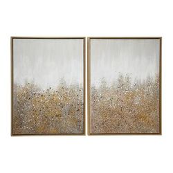 Juniper + Ivory Set of 2 29 In. x 39 In. Contemporary Abstract Wall Art Gold Polystone - Juniper + Ivory 87743