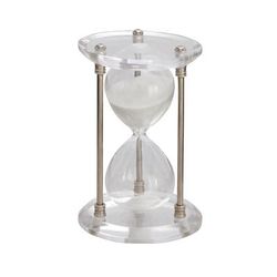 Juniper + Ivory 6 In. x 4 In. x 4 In. Glam Timer Silver Glass - Juniper + Ivory 53420