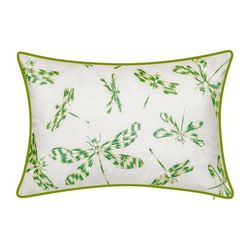 Indoor & Outdoor Embroidered Dragonflies Decorative Pillow by Levinsohn Textiles in Leaf White