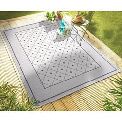 Sevita Detailed Diamond Geometric Bordered Indoor Outdoor Rug