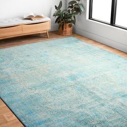 Alexander Home Tremezzina Printed Boho Aqua Area Rug