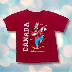 Disney Shirts & Tops | Authentic Disney Epcot Canada Goofy Youth Boy’s S | Color: Red/White | Size: Sb