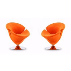 Tulip Orange and Polished Chrome Velvet Swivel Accent Chair (Set of 2) - Manhattan Comfort 2-AC029-OR