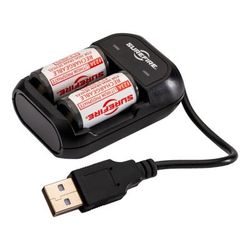 SureFire 123A Lithium Iron Phosphate Rechargeable 2 Batteries w/Charger SFLFP123-KIT