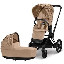 Cybex ePriam Complete Stroller with Lux Bassinet Bundle - Simply Flowers - Nude Beige