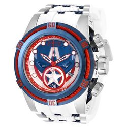 Open Box Invicta Marvel Captain America Swiss Ronda Z60 Caliber Men's Watch - 53mm Steel White Dark Blue (AIC-27046)