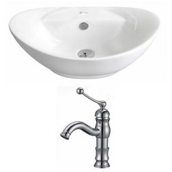 23-in. W Above Counter White Vessel Set For 1 Hole Center Faucet - American Imaginations AI-14962