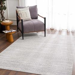 Gravelbourg 7'10" x 10' Washable Moroccan Gray/Light Gray Washable Area Rug - Hauteloom