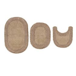 Double Ruffle 3 Piece Set Bath Rug Collection by Home Weavers Inc in Linen
