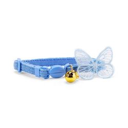 The Happy-Go-Lucky Blue Butterfly-Embellished Breakaway Kitten Collar, One Size Fits All