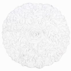 Bell Flower Round Bath Rug Collection by Home Weavers Inc in White (Size 30" ROUND)