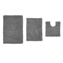 Fantasia 3 Piece Set Bath Rug Collection by Home Weavers Inc in Grey