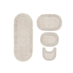 Double Ruffle 4 Piece Set Bath Rug Collection by Home Weavers Inc in Ivory
