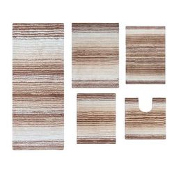Gradiation 5 Piece Set Bath Rug Collection by Home Weavers Inc in Beige