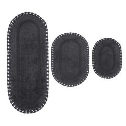 Hampton Crochet 3 Piece Bath Rug Collection by Home Weavers Inc in Grey