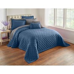 BH Studio Reversible Quilted Bedspread by BH Studio in Blue Smoke Dark Gray (Size KING)