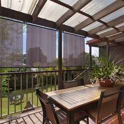 Wide Width Exterior Cordless Push-Up HDPE Roller Shade by Whole Space Industries in Chocolate (Size 72" W 66" L)