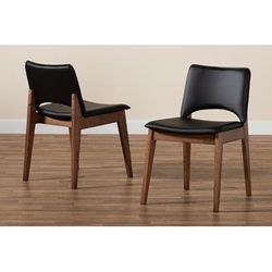 Baxton Studio Afton Mid-Century Modern Black Faux Leather Upholstered and Walnut Brown Finished Wood Dining Chair (Set of 2) - Wholesale Interiors RDC827-Black/Walnut-DC