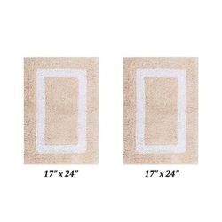 Hotel Collections Bath Mat Rug 2 Piece Set (17" X 24" | 17" X 24") by Better Trends in Sand White