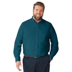 Men's Big & Tall Wrinkle-Free Dress Shirt by KS Signature in Midnight Teal (Size 17 1/2 33/4)