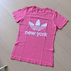 Adidas Tops | Adidas New York Tshirt In Size M | Color: Pink/White | Size: M