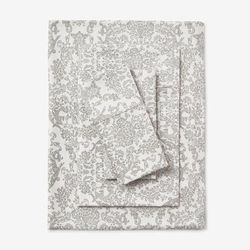 Printed Damask 6-PC. Sheet Set by BrylaneHome in Gray Damask (Size KING)