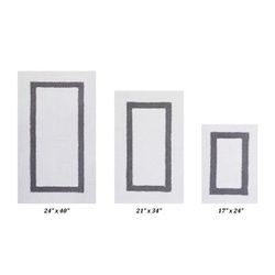 Hotel Collectionis Bath Mat Rug 3 Piece Set (17" x 24" | 21" x 34" | 24" x 40") by Better Trends in White Gray