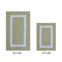Hotel Collectionis Bath Mat Rug 2 Piece Set (17" x 24" | 21" x 34") by Better Trends in Sage White