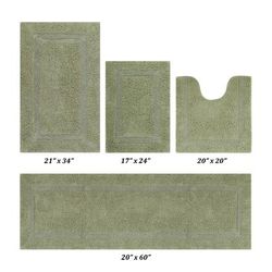 Lux Collectionis Bath Mat Rug 4 piece Set (17" x 24" | 20" x 20" | 21" x 34" | 20" x 60") by Better Trends in Sage